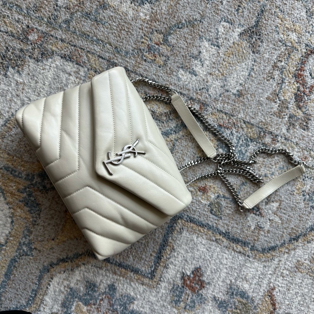 Yves Saint Laurent Cream Quilted Chain Bag